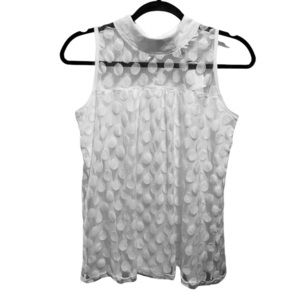 Shannon Ford NY Women’s Sleeveless Sheer Polka Dot Lace Overlay Blouse NWT
